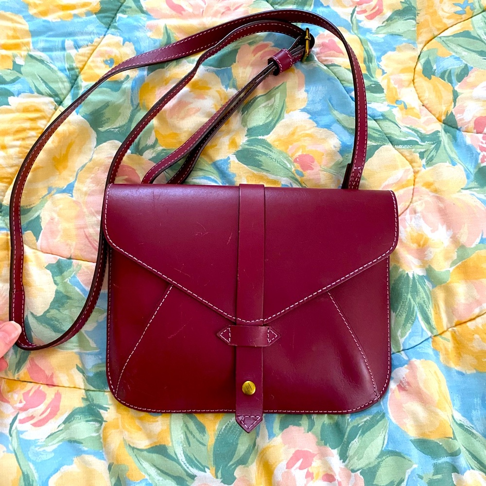 Nordstrom Deep Red Leather Crossbody Bag